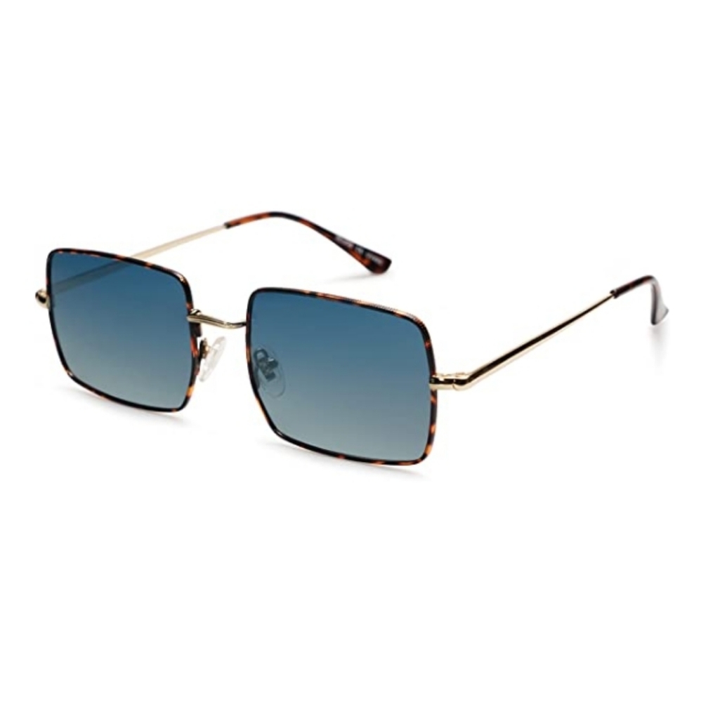 Blue Lenses Rectangle Polygon Polarized Sunglasses Retro Classic Vintage - Picture 4 of 4